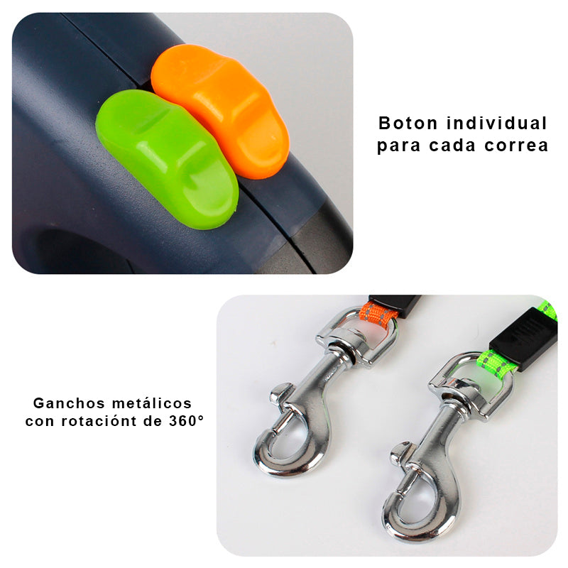 Correa Dual Antienredos 360° para Perros Pequeños