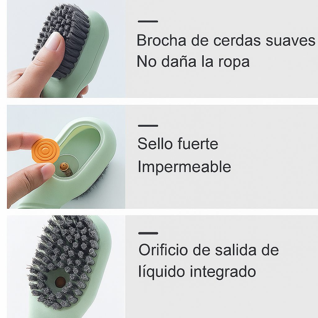 Limpia Fácil – Cepillo Ergonómico con Dispensador de liquido