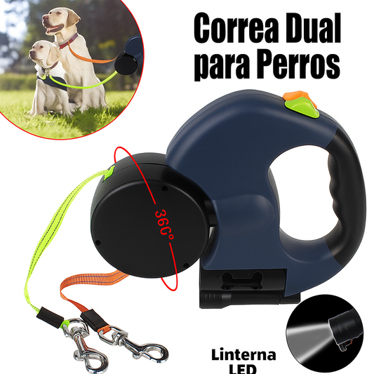 Correa Dual Antienredos 360° para Perros Pequeños